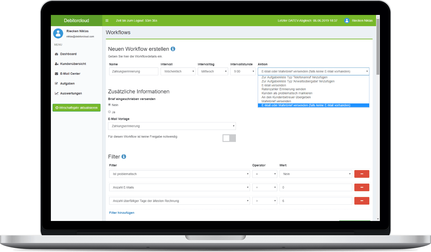 Workflow anlegen Screenshot